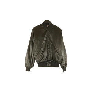 Vintage Birdie By Richard A. Leslie Black Satin Bomber Jacket Unisex Small FLAWS